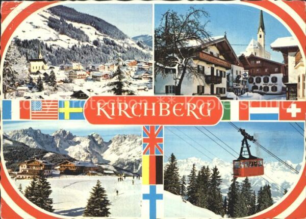 Kirchberg Tirol Ortspartie an der Kirche Wintersportpla