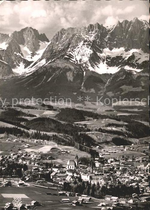 Kitzbuehel Tirol mit Wilder Kaiser Gebirge Fliegeraufnah