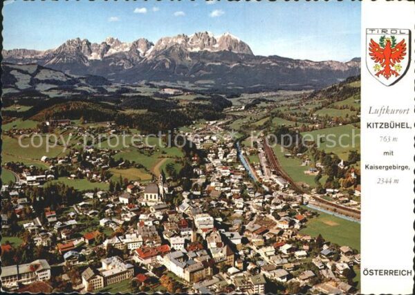 Kitzbuehel Tirol mit Kaisergebirge Wappen Fliegeraufnahm