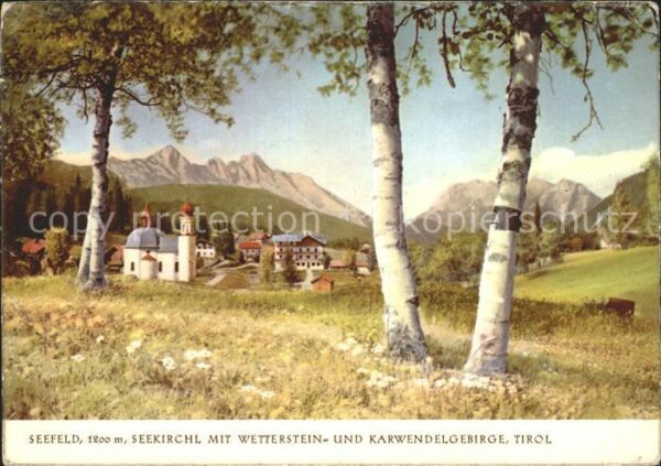 Seefeld Tirol Seekirchl mit Wetterstein und Karwendel