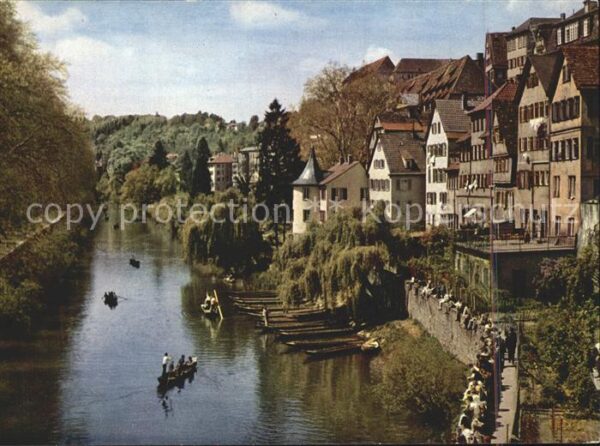 Tuebingen Partie am Neckar mit Hölderlinturm Univ