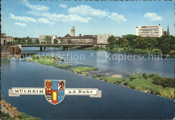 Muelheim Ruhr Partie am Fluss Brücke Wappen