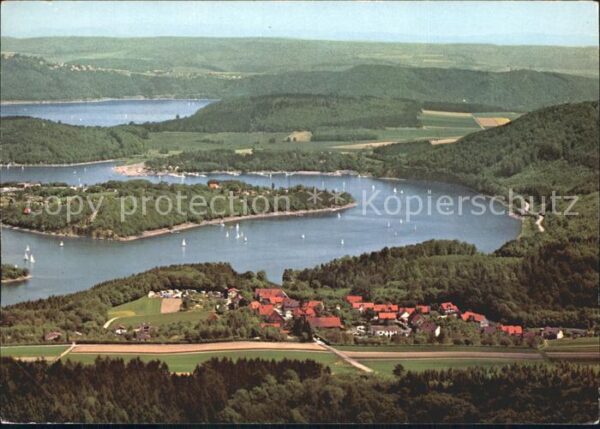 Scheid Hessen Blick auf Bringhausen und Edersee Flieg