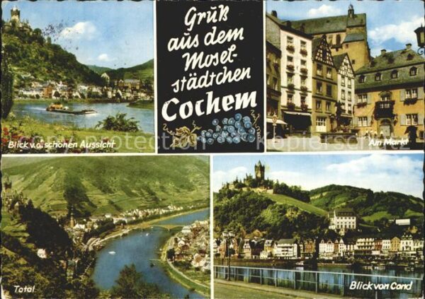 Cochem Mosel Blick von der Schönen Aussicht Markt Bu