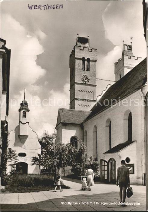 Wertingen Stadtpfarrkirche mit Kriegergedächtnisk