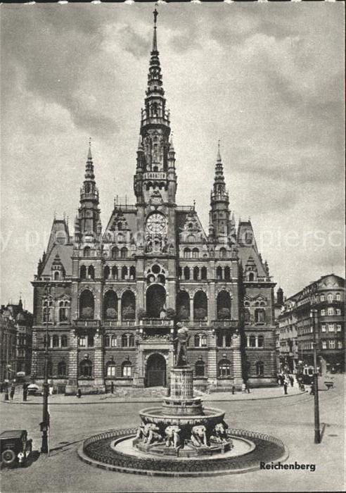 Reichenberg Liberec Boehmen Rathaus Brunnen Tuchmacherstadt