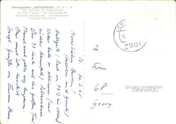 Loffenau Bad Herrenalb Höhengasthaus Teufelsmühle Hubertus Wal – Bild 2