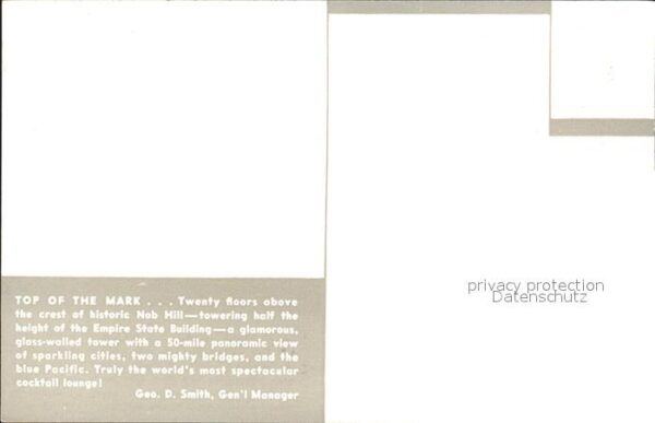 San Francisco California Golden Gate  Hotel Mark Hopkins – Bild 2