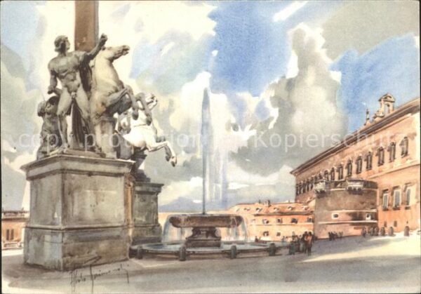 Roma Rom Zeichnung Piazza del Quirinale
