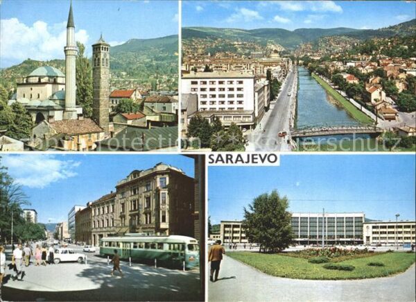 Sarajevo Minarett Ortsansichten Stadthalle