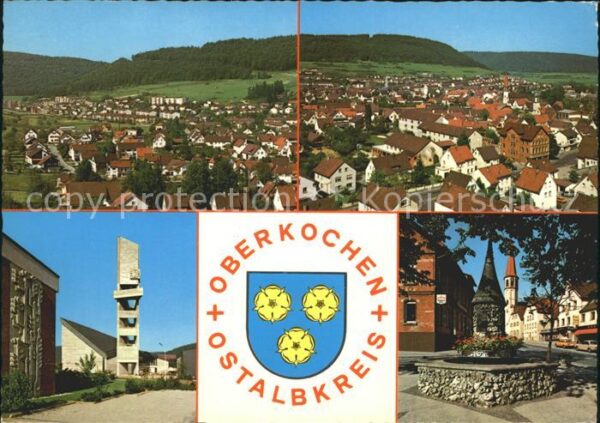 Oberkochen Stadtblick Kirche Brunnen