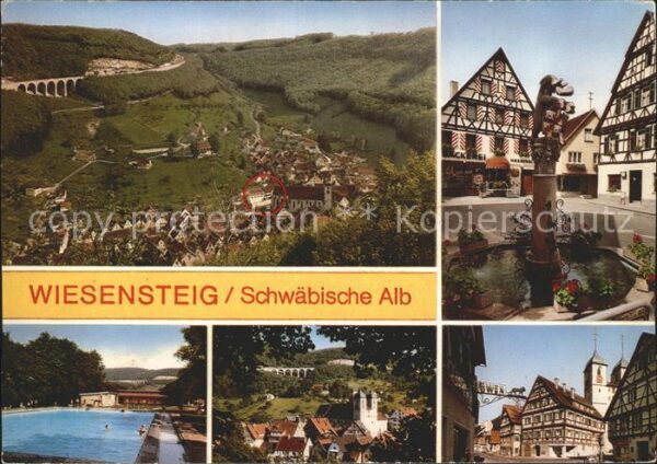 Wiesensteig Totalansicht Viadukt Markplatz Brunnen