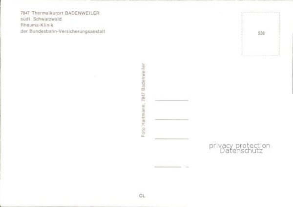 Badenweiler Rheuma Klinik der Bundesbahn Versicheru – Bild 2