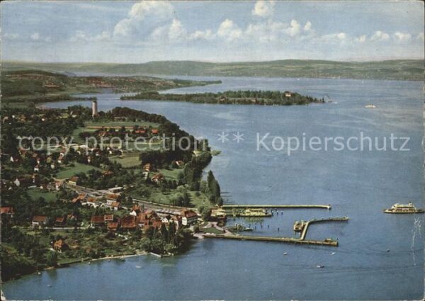 Staad Konstanz Fährehafen mit Insel Mainau Fliegeraufn