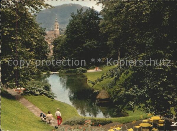 Baden-Baden Blick vom Park zur Stiftskirche