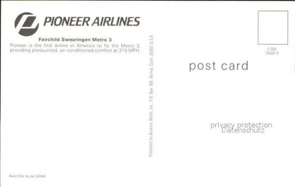 Flugzeuge Zivil Pioneer Airlines Fairchild Swearingen M – Bild 2