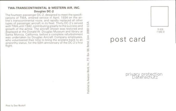Flugzeuge Zivil TWA-Transcontinental Western Air Dougla – Bild 2