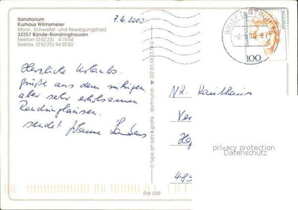 Randringhausen Bad Kurhaus Wilmsmeier Sanatorium – Bild 2