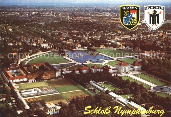Muenchen Fliegeraufnahme Schloß Nymphenburg
