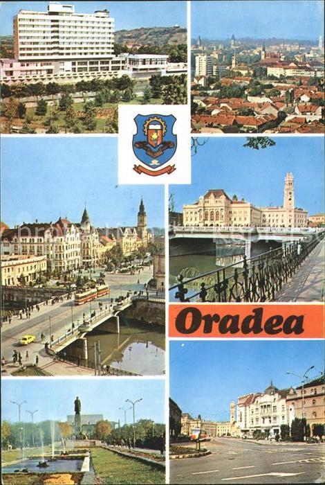 Oradea Denkmal Gebäude Brücke Strassenbahn