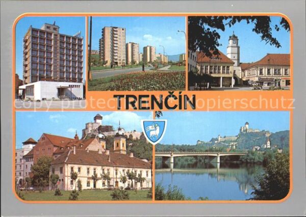 Trencin Trentschinteplitz Hochhaus Brücke Schloss
