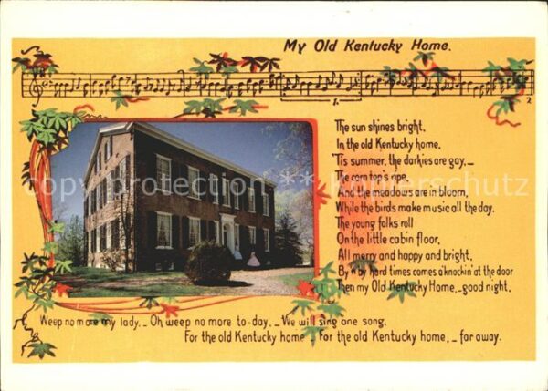 Kentucky US-State Liederkarte My Old Kentucky Home