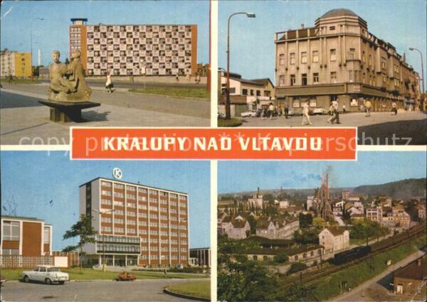 Kralupy Nad Vltavou Teilansichten Gebäude Skulptur Eisenbah