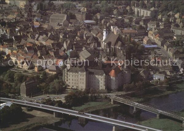 Torgau Altstadt mit neuer Elbbrücke Fliegerauf