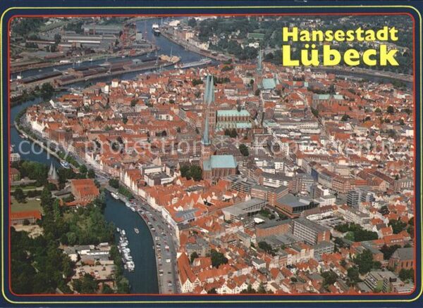 Luebeck Altstadt Hansestadt Trave Fliegeraufnah