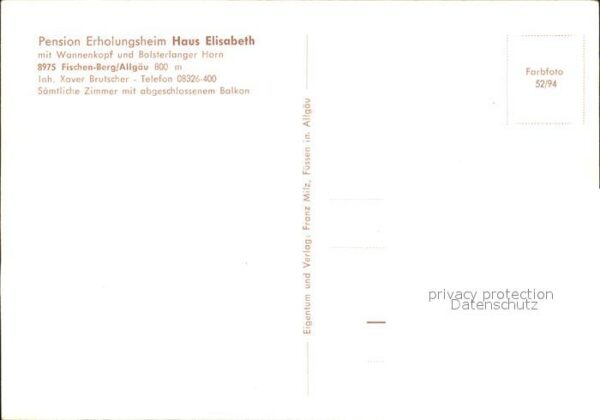Berg Fischen Allgaeu Pension Erholungsheim Haus Elisabeth Wa – Bild 2