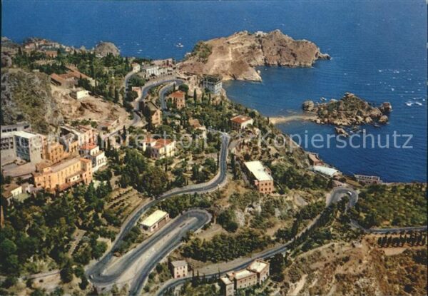 Taormina Sizilien Isola Bella veduta aerea