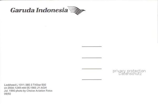 Flugzeuge Zivil Garuda Indonesia Lockheed L-1011-385-3 – Bild 2