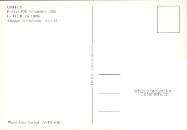 Flugzeuge Zivil Unifly Fokker F-28 Fellowship 1000 I-TI – Bild 2