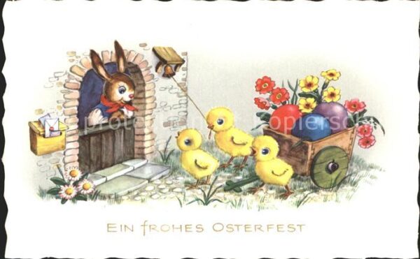 Vermenschlicht Hase Küken Ostern Briefkasten Ostereier