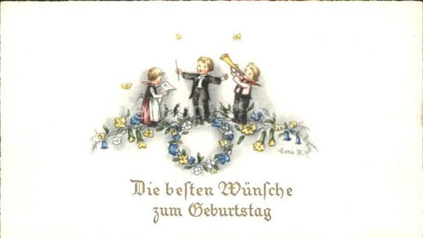 Geburtstag Kinder Dirigent Trompete Blumen