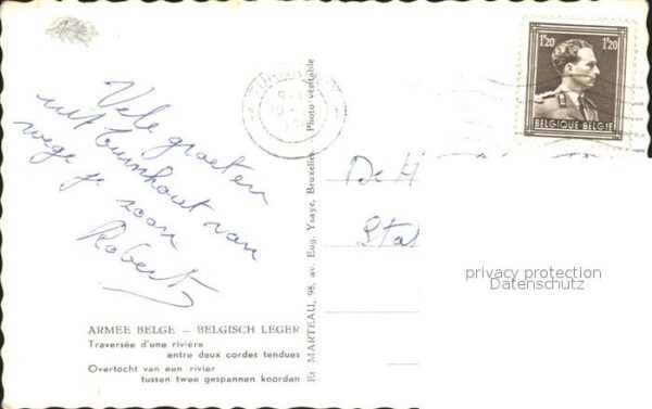 Militaria Belgien Traversee d_une riviere entre deux cord – Bild 2