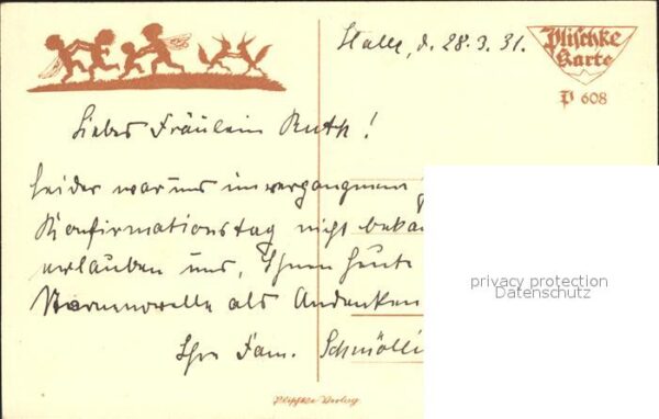 Scherenschnitt Schattenbildkarte Georg Plischke Kinder Sonne Gedicht – Bild 2
