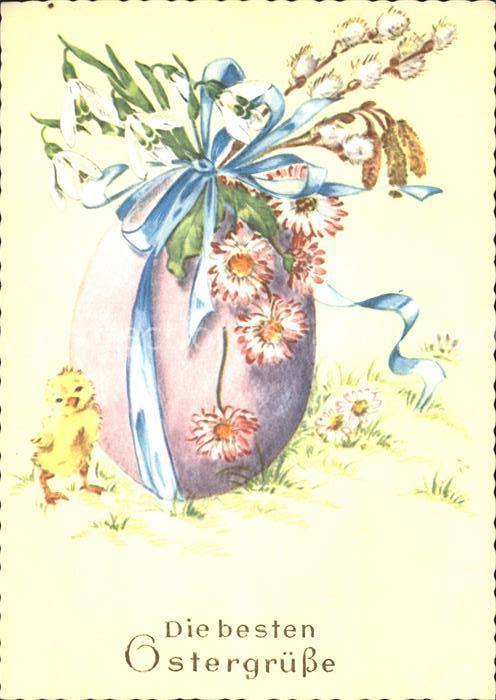 Ostern Easter Paques Osterei Küken Gänseblümchen Weidenkätzc