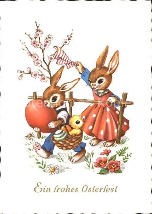Vermenschlicht Hasen Ostern Küken Ostereier