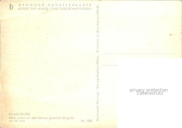 Kuenstlerkarte M. Jars Gladiolen Dennoch-Künstlerkarte – Bild 2