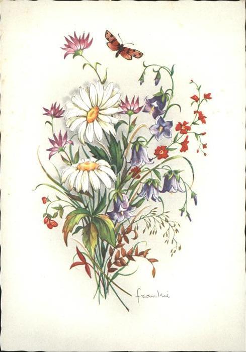 Kuenstlerkarte Frankie Blumen Schmetterling