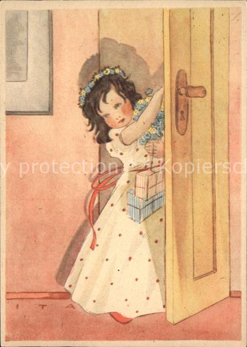 Kinder Child Enfants Mädchen Kleid Blumen Geschenke Tür Küns