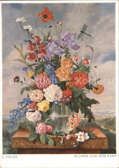 Kuenstlerkarte F. Pieler Blumen aus dem Park Nr. 20/14