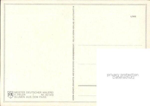 Kuenstlerkarte F. Pieler Blumen aus dem Park Nr. 20/14 – Bild 2
