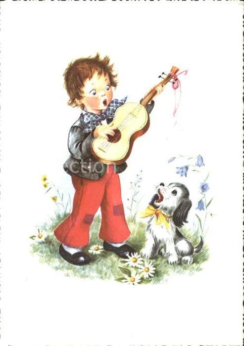 Hunde Gitarre Gesang Blumen