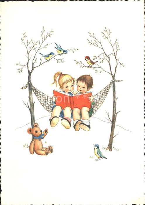 Teddy Teddybaer Teddy-bear Kinder Hängematte Buch Vögel