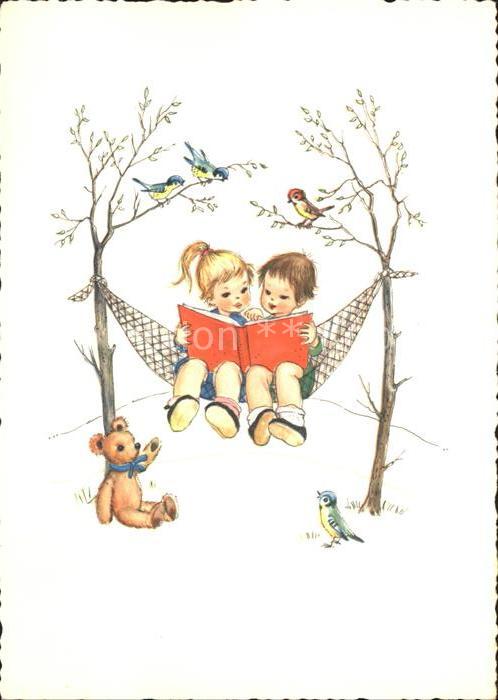 Teddy Teddybaer Teddy-bear Kinder Hängematte Buch Vögel