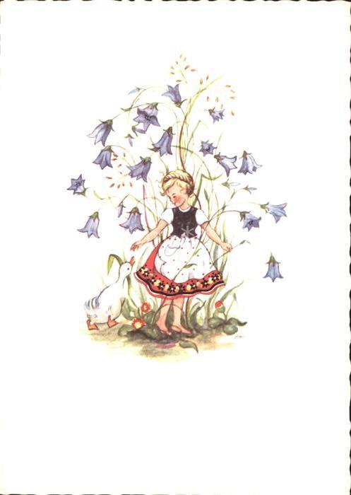 Kinder Child Enfants Gans Glockenblumen