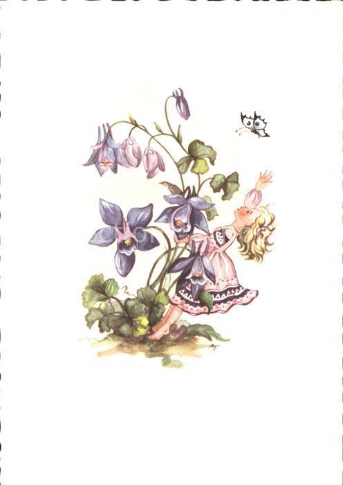 Kinder Child Enfants Blumen Schmetterling