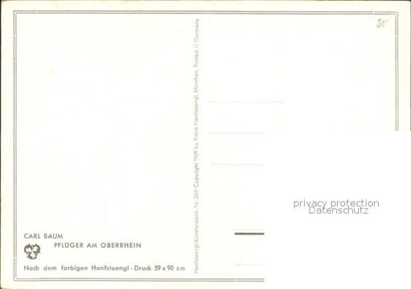 Kuenstlerkarte Carl Baum Pflüger am Oberrhein – Bild 2